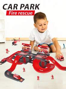 Parent-Child Interactive Children's Engineering Track Parking Lot Toy, Double-Layer 3D Sliding Track Assembly Game Set, Realistic Theme Scene, Multi-Track Sliding Combination, Curved Turns, Steep Slopes, Straight Tracks, Right-Angle Turns, Bringing Diverse Sliding Fun. The Set Includes Multiple Small Cars, Parents Can Accompany Children To Build Tracks And Simulate Games, Bringing Parents And Children Closer. - Multicolor - View 4