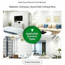 35*35cm Regular Square Frame 3D Textured Wallpaper, Clean Lines, Pure Matte White, Water-Resistant And Stain-Resistant, Self-Adhesive, Modern Minimalist Versatile Design. Suitable For Living Room, Bedroom, Kitchen, Bathroom, Ceiling, Easily Enhancing Home Elegance. - A-square - View 6