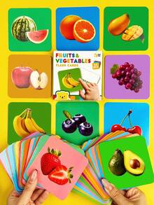 beartale 54pcs Toddler Flash Cards, Cute Animal & Fruit Learning Cards, Educational Preschool Toy, Montessori Toy, Double-Sided Rounded Corners, Sensory Toy, Early Learning Gift, Birthday Gift - Multicolor - View 9