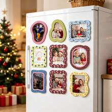 1 Set Asymmetrical Magnetic Photo Frames Fridge Magnets, Cute Decorative Magnetic Photo Frame Set, Suitable For Refrigerator, Whiteboard, Dorm, Office And Home Cabinet Photo Decoration, Birthday Party Decor, Christmas Family Photos - Multiple Styles - View 1