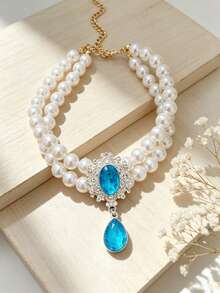 1pc Pearl Pet Collar With Shiny Teardrop Crystal Pendant, Adjustable Design, Lightweight And Comfortable, Perfect For Cats Or Puppies, Suitable For Photos, Parties, Christmas And Gifts - Multicolor - View 15