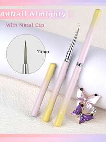 Gradient Metallic Nail Art Brush Dual Head Liner Painting Drawing Pen Colorful Sandblasted Handle UV Gel Polish Manicure Design Tool - Multicolor - View 17