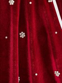 Girls' New Spring/Autumn Long Sleeve Fashion Casual Dress For Christmas - Burgundy - View 5