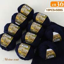 10-Pack, 500g, Premium Imitation Knitted Yarn, Soft, Breathable, Non-Fading, Vibrant Hand-Knitting Yarn For Sweaters, Vests, Coats, Scarves, Hats, Shawls And More - Wool 10 Balls [500g] - View 17