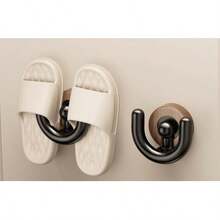 Vintage Wood Grain Base U-Shaped Suction Cup Slippers Rack, Rotatable & Removable Wall-Mounted Hook, Floating Drainage Storage For Slippers, Bathroom Corner Wall Storage Rack - Multicolor - View 13