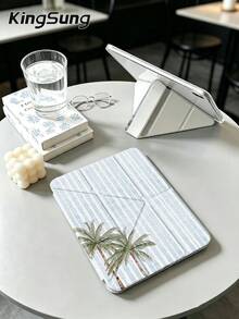 Kingsung Coconut Tree & Stripes Pattern Y-Shaped Folding Acrylic Tablet Case Compatible With Samsung Tablets/Pad Mini6/7/9.7/10.2/10.5/10.9/12.9/Pro 11, 10th Generation, Protective Cover Supports Multi-Angle Adjustment, Six Ways To Place The Bracket, Built-In Pen Slot, Anti-Drop Protection, Automatic Wake/Sleep.Compatible With Kindle Paperwhite 12th Gen 2024,Kindle 11th Gen 2022,Clara Colour. - Multicolor - View 7