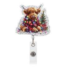 1pc Christmas Cow Acrylic Retractable Badge Reel, Medical Professional Gift Scroll Retractable Clip - Multicolor - View 9