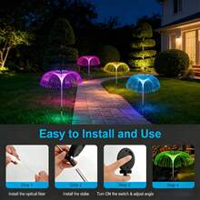 RGB Color Changing Solar Fiber Optic Jellyfish Lights, Dusk‑To‑Dawn Auto Activation, Waterproof Ground Stake Light For Garden Yard Decoration - Jellyfish - View 8