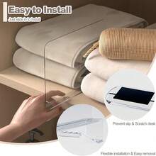 8/6/4/2/1pcs Closet Dividers, Transparent Wardrobe Storage Separators, No-Drill Clip-On Closet Organizer, Prevent Clothes Storage Bags From Sliding And Clutter, Save Closet Space, Suitable For Bedroom Wardrobe, Storage Room, Rental Apartment And Home Closet Organization, One For Storing Separating Closet Storage Organizer Rack, Used For Storing Handbag Storage Organizer - Multicolor - View 9
