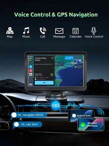 7" Touchscreen Carplay Portable Car Stereo Android Auto, Car Play Navigation, Voice Control, Remote Connection/AUX/FM, Car Radio Receiver, Loop Recording, Plug & Play, For Car Truck Van - Carplay - View 3