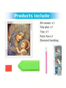 1pc 5D Diamond Painting Kit, Virgin Mary Theme, Colorful Round Acrylic Rhinestones, Full Drill DIY Set, Suitable For Home Wall Decor And Creative Gift, Ideal Choice For Holidays - Sets - View 4