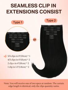 DOORES 14-24 Inch Seamless Clip-In Hair Extensions, 130g-160g 7pcs Real Human Hair Invisible PU Skin Weft, Jet Black, Natural Remy Straight Hair, Easy To Wear & Style - S1 - View 4