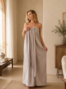 1PC Long Strapless Terry Towel Bath Wrap Dress With Custom Embroidery,Customizable Text Detail And Adjustable Tie Closure,4 Size Choices For Indoor Home Space, Home Essential For Bathroom And Bedroom,Nice Holiday Gift Option For Household Family - Multicolor - View 10