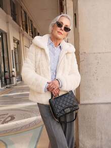 Women's Faux Fur Hooded Pocket Jacket - Perfect Choice For Autumn/Winter - White - View 4