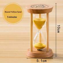 Round Wooden 5-Minute Timer, Multiple Sand Colors Available! Solid Wood Frame With High-Transparency Glass, Compact And Portable, Space-Saving, Perfect For Brushing Teeth, Study Self-Discipline Timing, Gentle Healing Desktop Decor, Anti-Drop Durable And Stylish - Multicolor - View 9