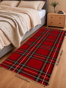 1/2pcs Christmas Floor Mat, Red Buffalo Plaid Pattern, Vintage Diatomaceous Earth Mat, Super Absorbent, Non-Slip, Perfect For Bathroom, Kitchen And Dining Room, Quick Drying, Perfect Gift For Home Decor And Bathroom Mat, Christmas Holiday Gift! - Multicolor - View 17