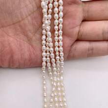 3-4mm 白色水滴米粒形淡水珍珠 DIY 配件 1 串 長度 35cm/13.78inch，孔徑 0.7mm - 白色 - 查看 4