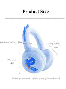1pc Kids Cute Cartoon Dinosaur Earmuffs, Winter Foldable Plush Warm Earmuffs For Skiing, Walking, Running, Cycling - Multicolor - View 5