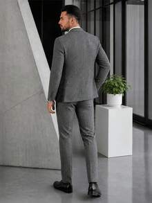 Men's Spring/Autumn Formal Suit Vest, Trousers, Jacket 3 Pieces Set, Casual Fashion Design, Everyday Wear - Dark Grey - View 6