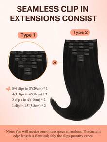 DOORES 14-24 Inch Seamless Clip-In Hair Extensions, 130g-160g 7pcs Real Human Hair Invisible PU Skin Weft, Natural Black, Natural Remy Straight Hair, Easy To Wear & Style - S1B - View 4