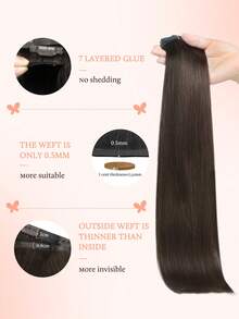 DOORES 14-24 Inch Seamless Clip-In Hair Extensions, 130g-160g 7pcs Real Human Hair Invisible PU Skin Weft, Dark Gold Highlights Bleached Gold, Natural Remy Straight Hair, Easy To Wear - S2A - View 3
