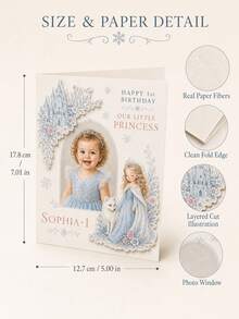 Custom Photo First Birthday Greeting Card, Personalized Picture Card With Princess Castle, Purple Floral And Swan Theme, Baby Girl 1st Birthday Celebration Card, Keepsake Gift For Daughter, Granddaughter, Niece, Family And Friends - Multi-color - View 2
