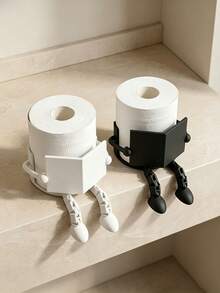 1pc Creative Human-Shaped Toilet Paper Holder, Minimalist INS Style, Toilet Paper Rack, Bathroom Storage, Unique Gift, Bathroom Accessory, Desktop Organizer, Toilet Paper Storage, Novel Home Decor, Suitable For Home, Bathroom, Bedroom, Living Room - Multicolor - View 2