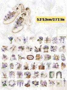 YWWBLD 50pcs Purple Flowers Journal Stickers For Adults Teens Sticker Enthusiasts Scrapbooking Journaling Laptops Skateboards Water Cups & More, Add A Fun Touch To Your Devices! - Multicolor - View 2