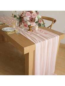 12 Pack Pink Cheesecloth Table Runner Boho Cheese Cloth Gauze Table Runners Semi Sheer Table Runner For Wedding Decor, Bridal Shower, Birthday Party - Multicolor - View 13