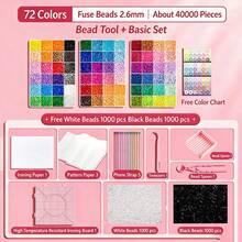 96/72/48/24 Colors Optional, Hot Melt Bead DIY Handmade Kit, Includes Square Pegboard, Multi-Layer Storage Box, Ironing Paper, Colorful Keychains And Lanyards, Suitable For DIY Puzzle Making, Valentine's Day And Birthday Handmade Gifts, Perfect For DIY Enthusiasts - Multicolor - View 11