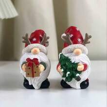Christmas Holiday Desktop Decoration Santa Claus Holding Gift And Tree Wooden Craft Home Bedroom Living Room Gift - A - View 6