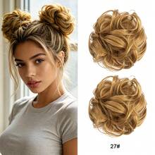 2 Packs Messy Curly Synthetic Hair Bun Scrunchies, 6 Inch Elastic Fake Donut Hair Rings, Fluffy Voluminous Hair Pieces For Women, Quick Double Buns Look For Daily Halloween Party - Multicolor - View 17