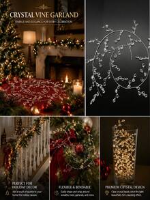Christmas Crystal Beaded Garland, 39 Inch Christmas Tree Decoration, Transparent Crystal Decorative String, Suitable For DIY Crafts, Table Centerpiece Decoration, Holiday Decor, Wedding And New Year Gifts - Multicolor - View 2