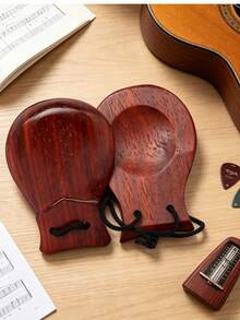 Spanish Wooden Flamenco Castanets, Traditional Flamenco Musical Instrument For Adults, With Hanging Rope, Suitable For Dance Performance And Music Education, Spanish Souvenir Gift, Wooden Percussion Instrument For Beginners, Comes With Exquisite Gift Bag - Multicolor - View 6