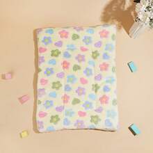 Yellow Multicolor Floral Print Thickened Polyester Pet Bed Mat, Breathable Comfortable Washable All-Season, Suitable For Small And Medium Cats And Dogs, Suitable For Teddy And Other Pets, Not Suitable For Large Dog Breeds - Yellow - View 7