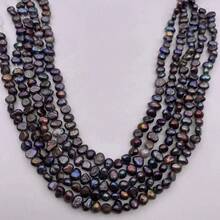 6-7mm Black-Brown Potato-Shaped Small Baroque Freshwater Pearl DIY Accessory 1 Strand Length 35cm/13.78inch, Hole Diameter 0.8mm - Black-brown - View 6