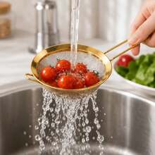 1/3pcs Gold Fine Mesh Strainer, Gold Flour Sifter For Baking, Stainless Steel Sieve, Gold Matcha Filter, Sauce Separator, Noodle Strainer, Long Handle Tea Infuser, Coffee, Food - Multicolor - View 8