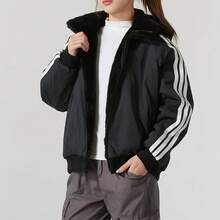 Jaket Berkerudung Hangat Bulu Imitasi Bolak-balik Adidas - Hitam - View 4