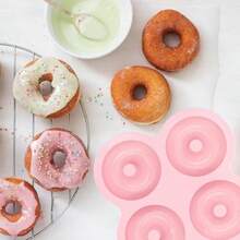 1/2PCS Air Fryer 4-Cavity Donut Silicone Mold, Home Baking Small Cake Mold, Compatible With Air Fryer And Oven, Can Make Donuts, Chocolate, Pudding, Small Snacks. Soft Non-Stick Material, Easy To Demold, Dishwasher , Easy To Clean And Store. Can Make 4 Donuts At Once, Round And Beautiful Shape, Homemade Breakfast, Afternoon Tea Dessert, Can Be Used Frozen, Beginner Friendly, Multi-Functional Kitchen Baking Tool, Homemade Dessert, Simple And Easy To Use Silicone Mold. - View 4