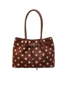 Vintage Artistic Style Elegant Classic Polka Dot Tote Bag, Buckle And Large Capacity Design, Suitable For Friends Gathering, Dating, Commuting - Multicolor - View 7