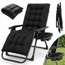 Adjustable Folding Lounge Chair, Portable Outdoor Recliner with Sturdy Frame, Foldable Sun Lounger for Beach Camping Patio Poolside Office Napping - 72 cm - Übersicht 1