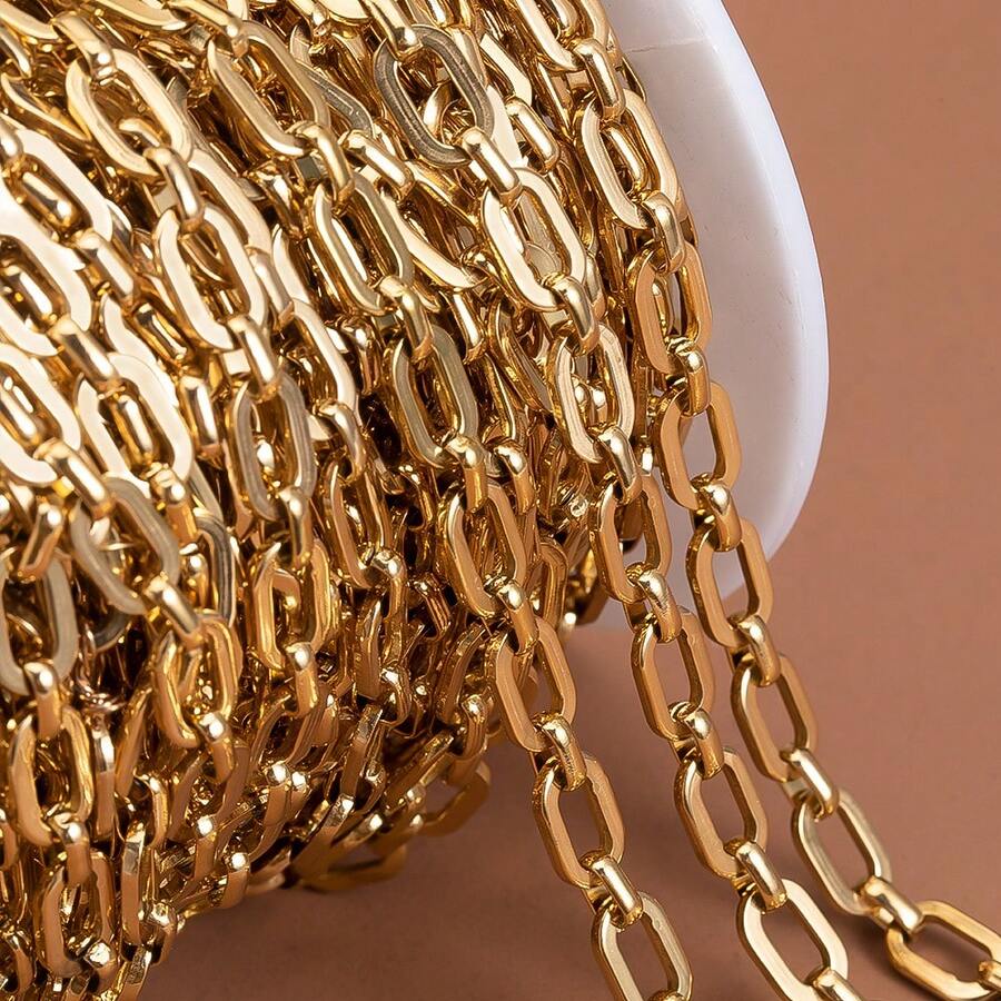 1m Fashionable Stainless Steel Square Frame Chunky Chain, Suitable For Handmade DIY Necklace, Bracelet, Jewelry Accessories Chain Supplies