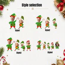 Custom Christmas Family Face Transfer Decal, Personalized 2-5 Photo Elf Design, Festive Holiday Shirt Decor, Customized Family Photo Sticker, Customizable Text Clothing Decal, Christmas Party Outfit Decor, Holiday Gift 2026, Christmas Gift - Style a - View 4