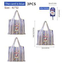 Foldable Shopping Bag, Portable Reusable Tote Bag With Cute Cartoon Print And Keychain, Large Capacity Shopping Bag Suitable For Travel And Daily Errands (Space-Saving Design) - Multicolor - View 24