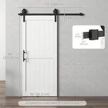 HOMCOM 36"X84" Sliding Barn Door With 6FT Sliding Door Hardware Kit & Industrial Handle, Upgraded Rollers, Floor Guide, Waterproof Plastic Surface, Pre-Drilled Easy Assembly, White - A - View 8