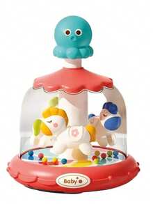 1Pc Baby Toy Press And Spin Fun,3 In 1 Press And Rotate Toy,Baby Activity Ring Toss Game,Carousel Theme Toy,18 Months+ Toddle Education Brain Toy Gift - Multicolor - View 14