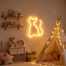 1pc Cat Neon Wall Decor Hanging Light, Battery & USB Powered, Romantic Fairy Light For Home, Holiday, Party, Birthday Theme Scene Atmosphere, Bedroom Room Decoration - Cat Neon Sign - View 15