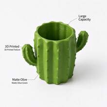 1pc Cactus Pencil Holder, Creative Multifunctional Cute Fashion Pencil Cup, Desktop Storage Box, Student And Office Storage Box, Back To School, College Essentials, Dorm Desk Decor, Study Desk, Home Office, Office Essentials, Labor Day - Multicolor - View 5