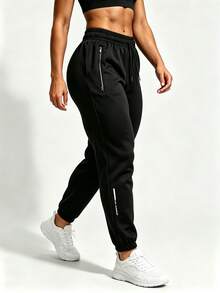 1pc Women's Soft Comfortable Breathable Running Fitness Sports Casual Jogger Pants For Summer Spring Autumn - Black - View 10