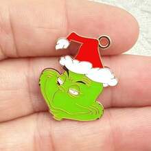 Panini Grinch Christmas Enamel Metal Pendant, DIY Jewelry Making Charm - Random Styles - View 6